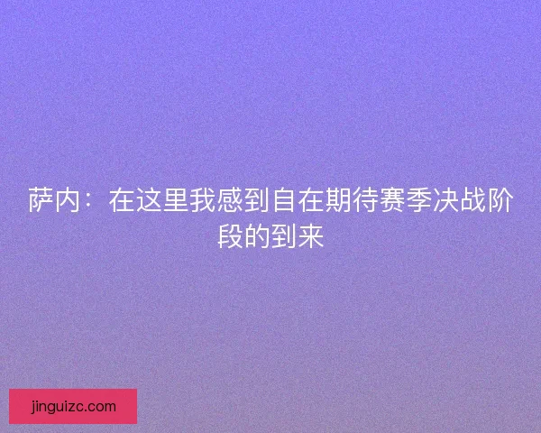 萨内：在这里我感到自在期待赛季决战阶段的到来